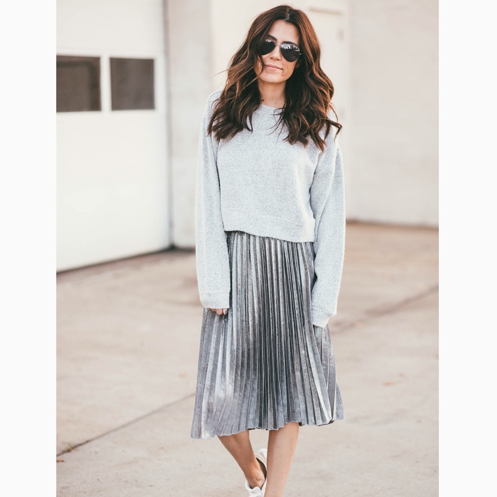 ILY Couture silver pleated skirt